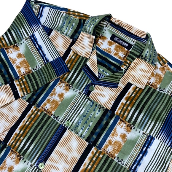 Stacy Adams Linen‎ Cotton Shirt Abstract Print Short Sleeve Button Up Size XXL - Picture 1 of 7